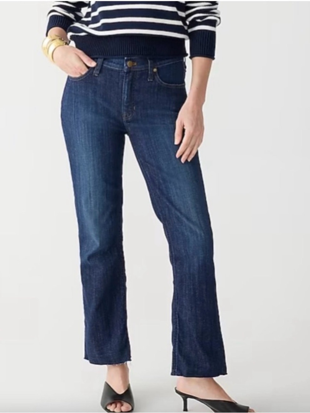 J. Crew Dark Indigo Cropped Billie Demi Boot Crop Jeans size 32 NWT